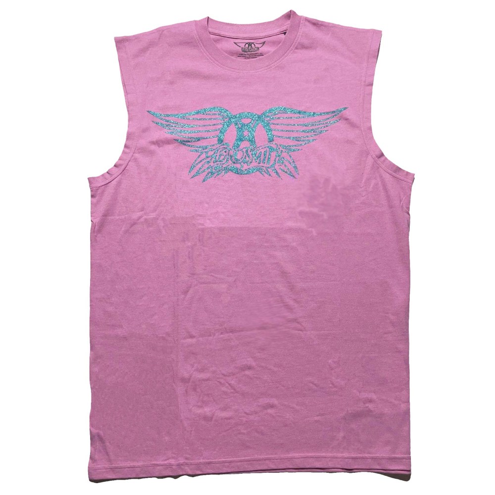 Aerosmith - Glitter Print Logo Débardeur - Rose